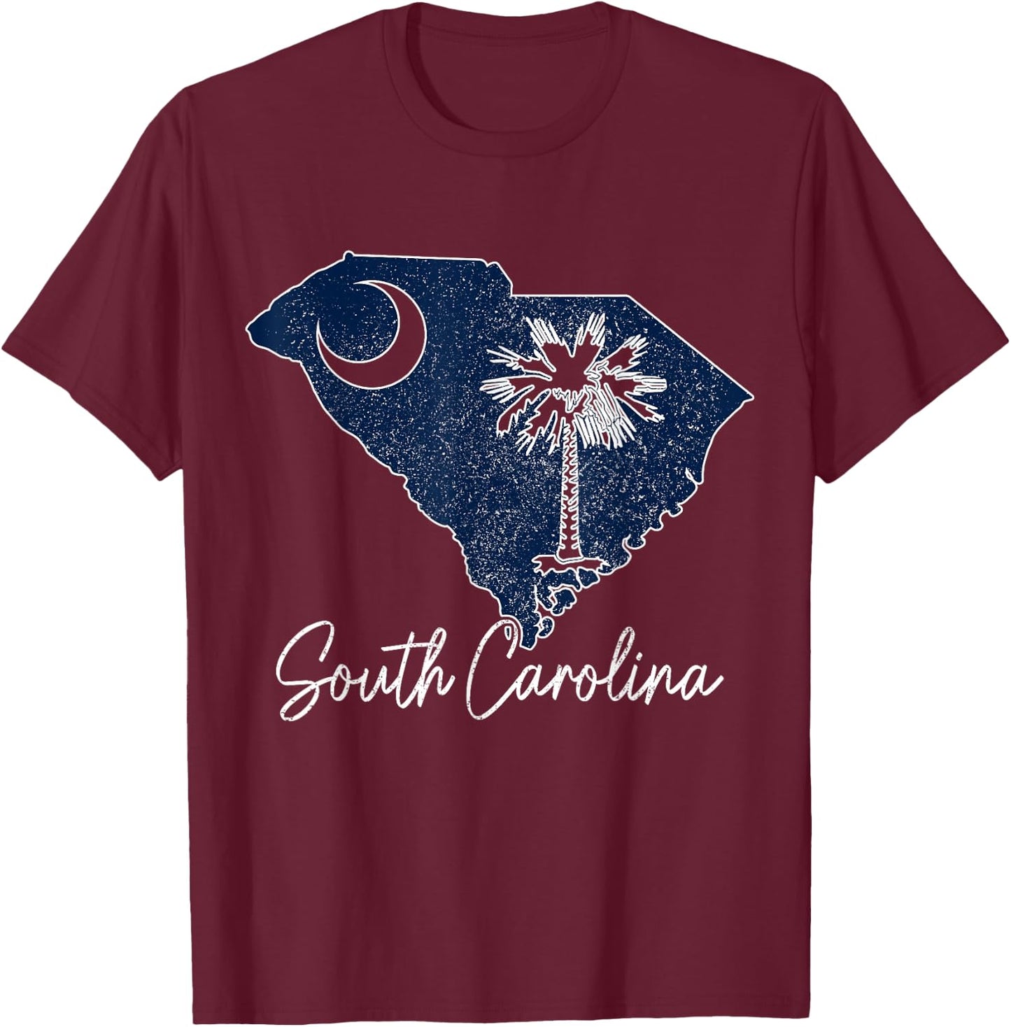 South Carolina Palmetto Moon USA America Pride Vintage T-Shirt - T-Shirt | Maroon