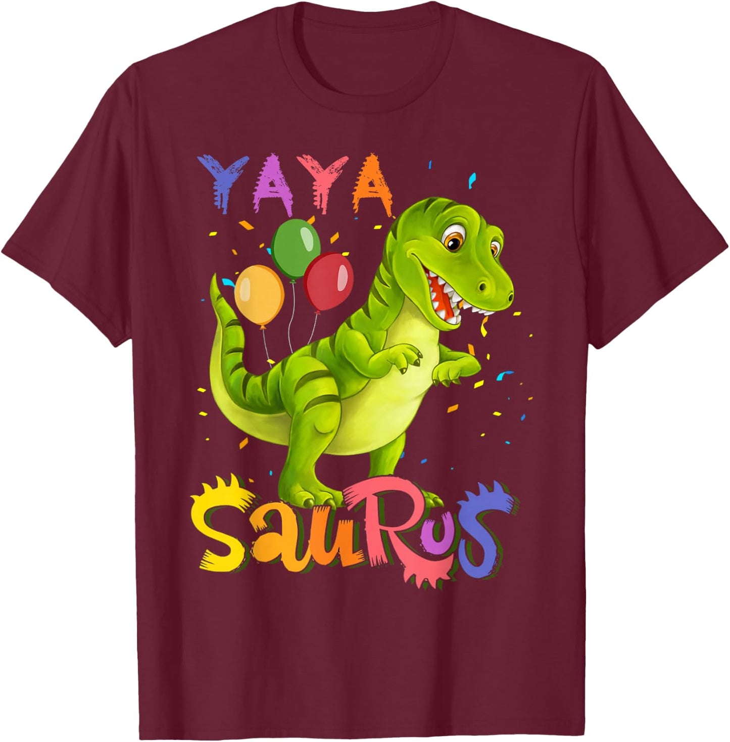 Yayasaurus T Rex Dinosaur Yaya Saurus Family Matching T-Shirt - T-Shirt | Maroon