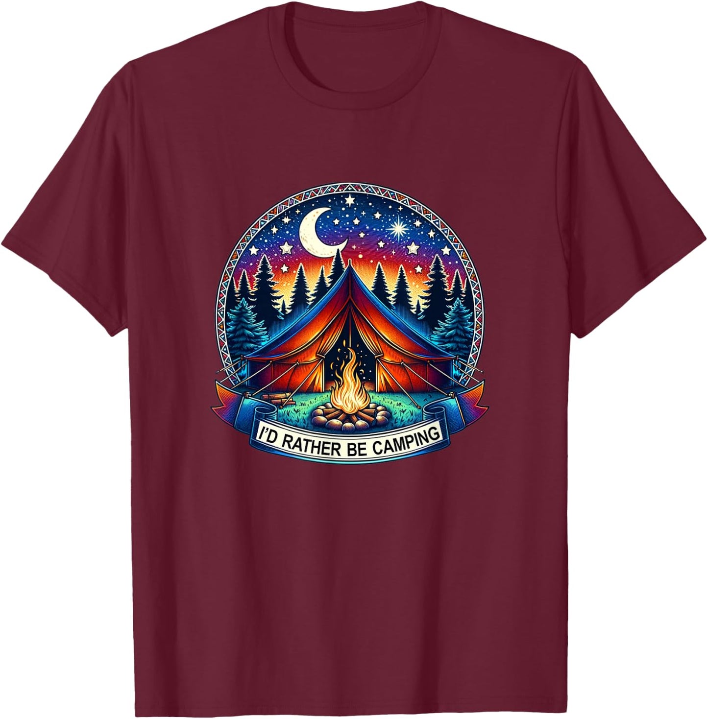I'd Rather Be Camping - , Small T-Shirt - T-Shirt | Maroon