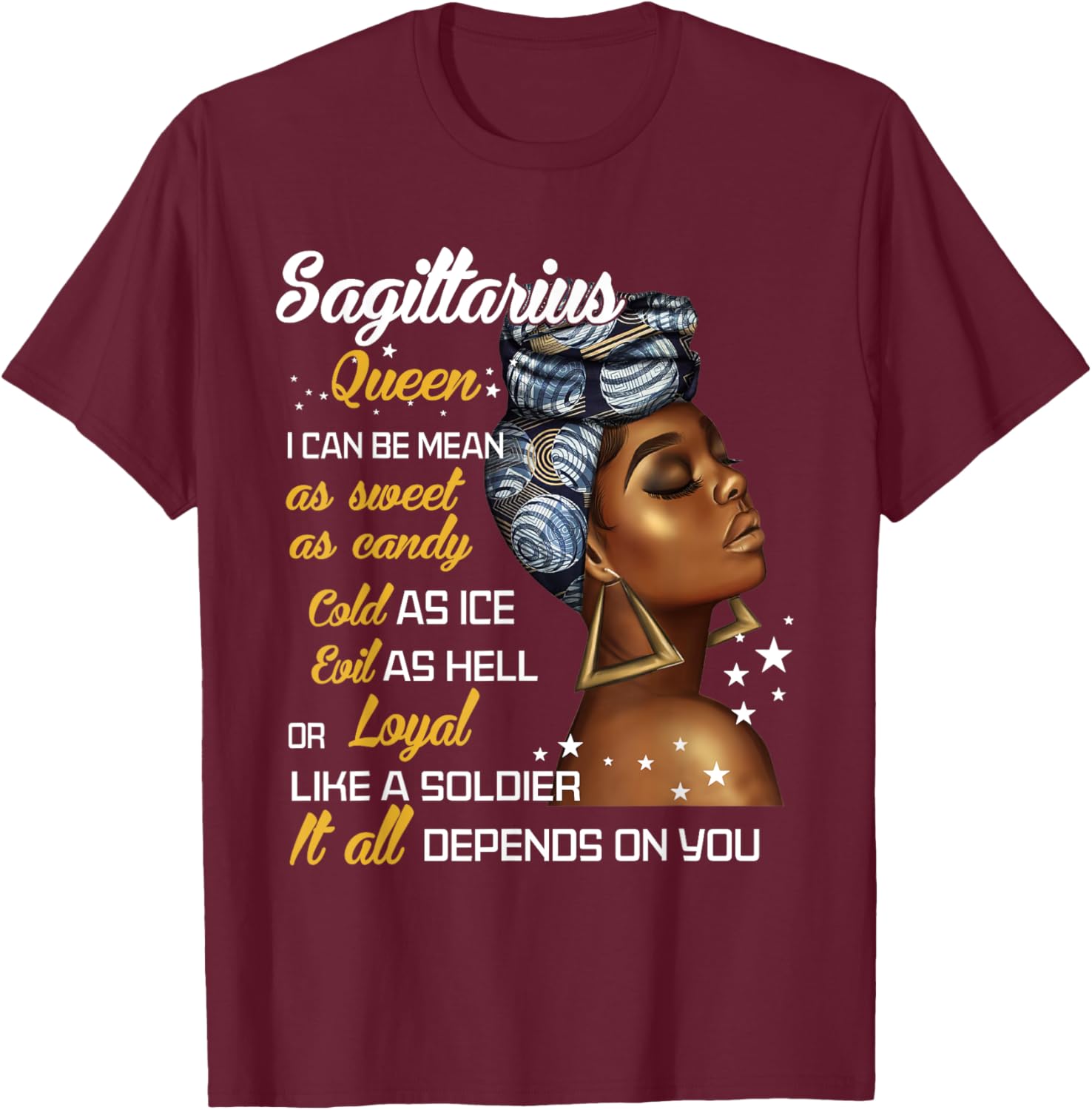 Birthday Gift Sagittarius Queen November or December Women T-Shirt - T-Shirt | Maroon