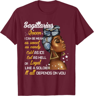 Birthday Gift Sagittarius Queen November or December Women T-Shirt - T-Shirt | Maroon