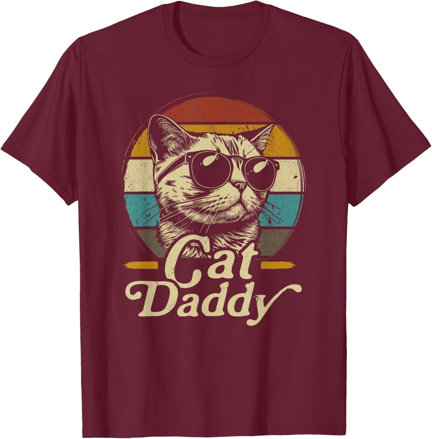 Retro Cat Daddy 80s 90S Style Cat Sunglasses vintage T-Shirt - T-Shirt | Maroon