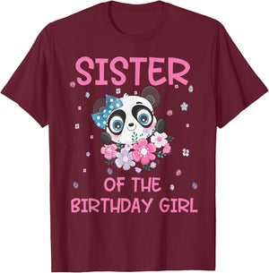 Sister Of The Birthday Girl Panda Bear Party Matching Family T-Shirt - T-Shirt | Maroon