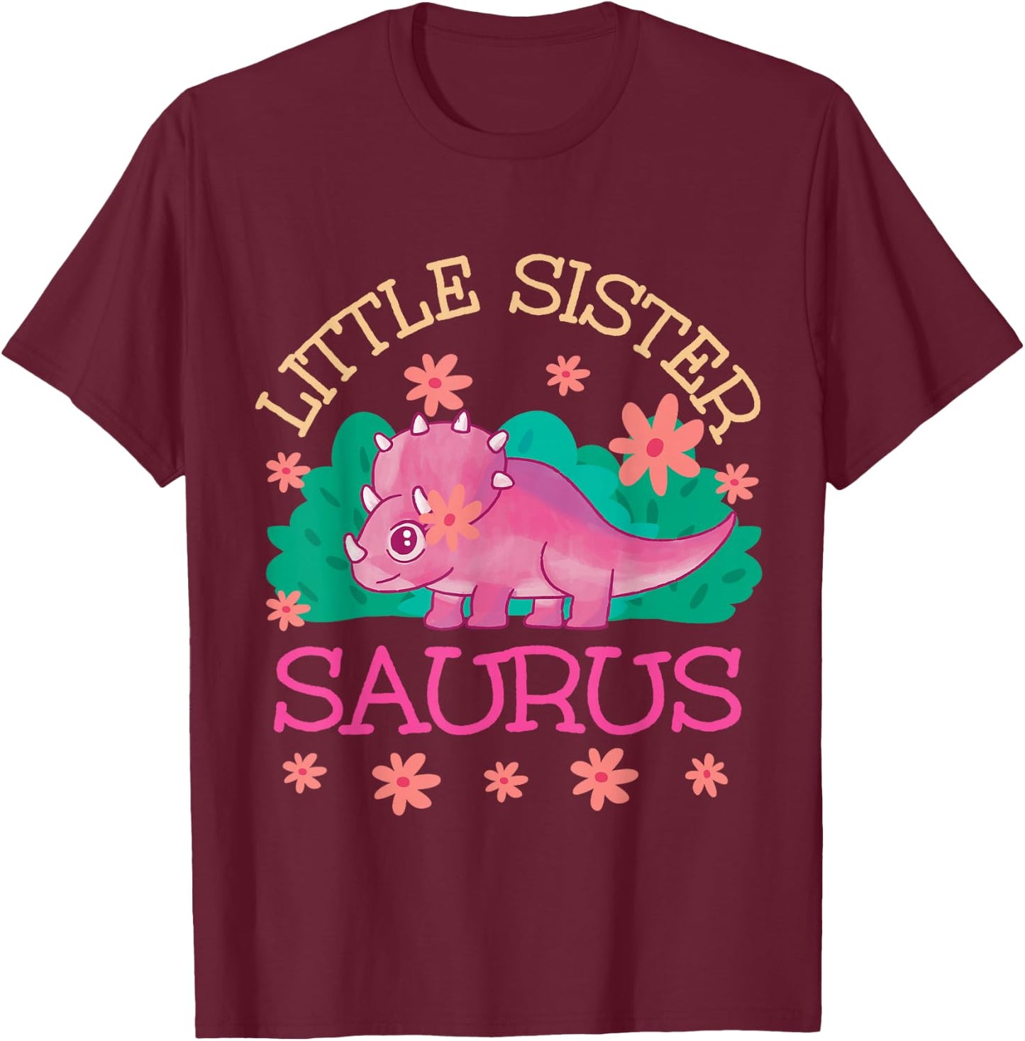 Little Sister Saurus T-Shirt - T-Shirt | Maroon