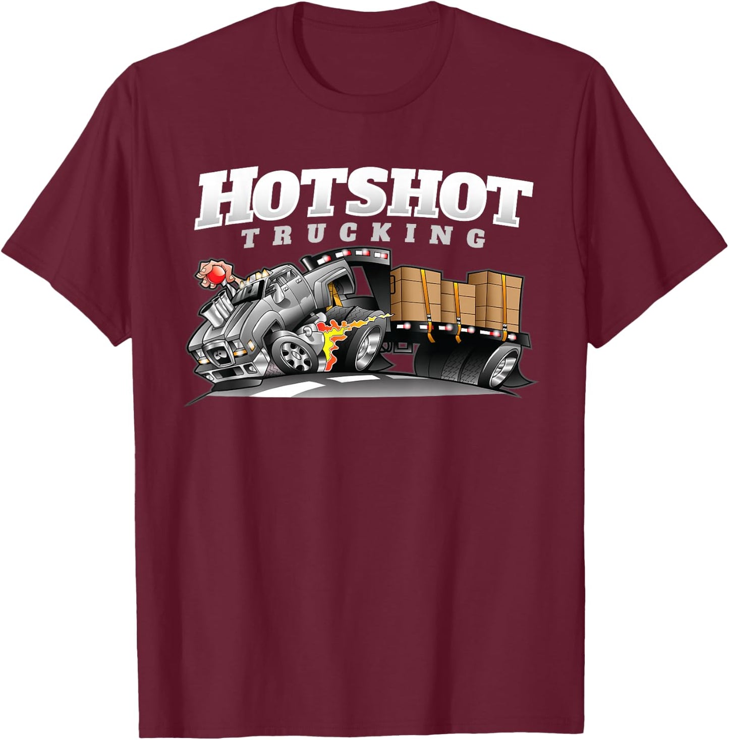 Hotshot Trucking Dually Truck And Trailer Dual Wheel Hauling T-Shirt - T-Shirt | Maroon