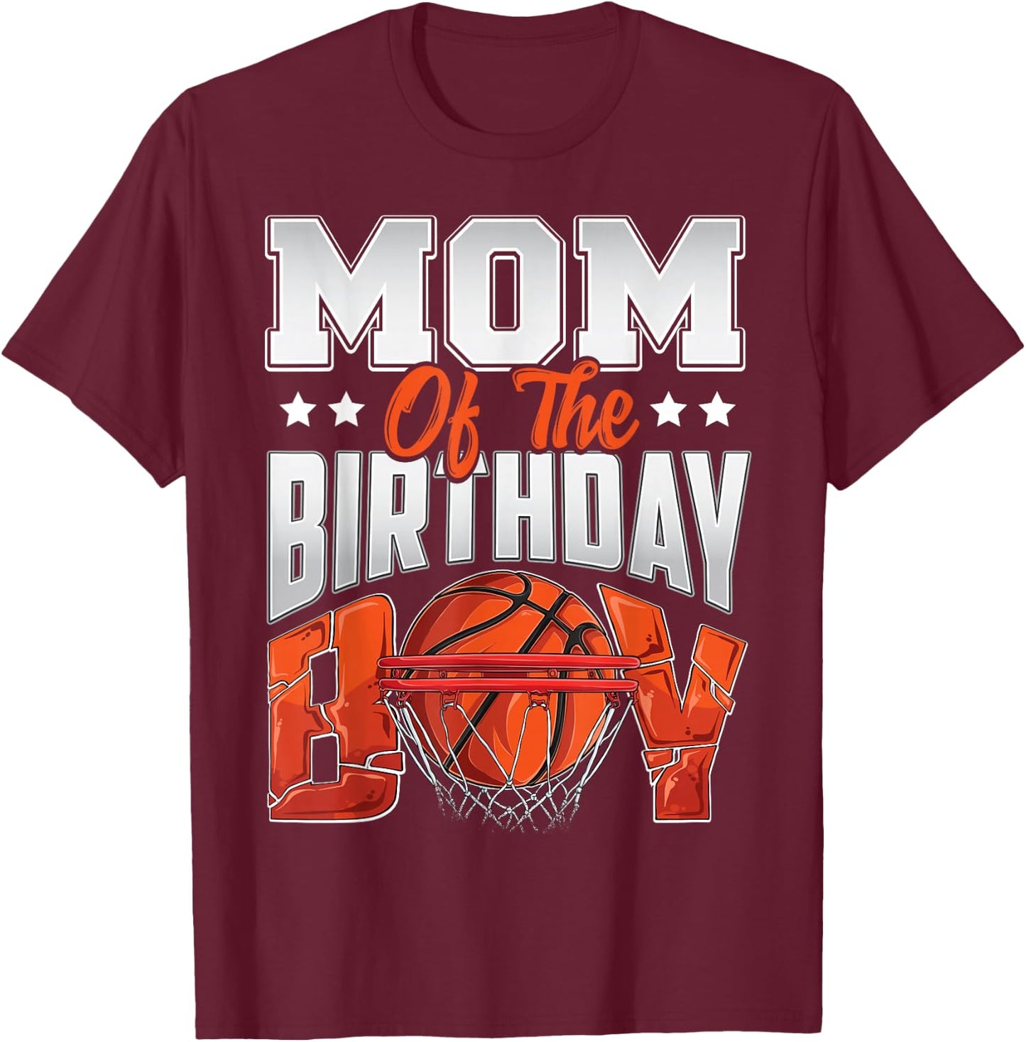 Mom Basketball Birthday Boy Family Baller b-Day Party Small T-Shirt - T-Shirt | Maroon
