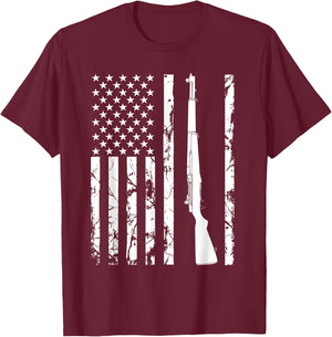 M1 Garand Rifle USA American Flag T-Shirt - T-Shirt | Maroon