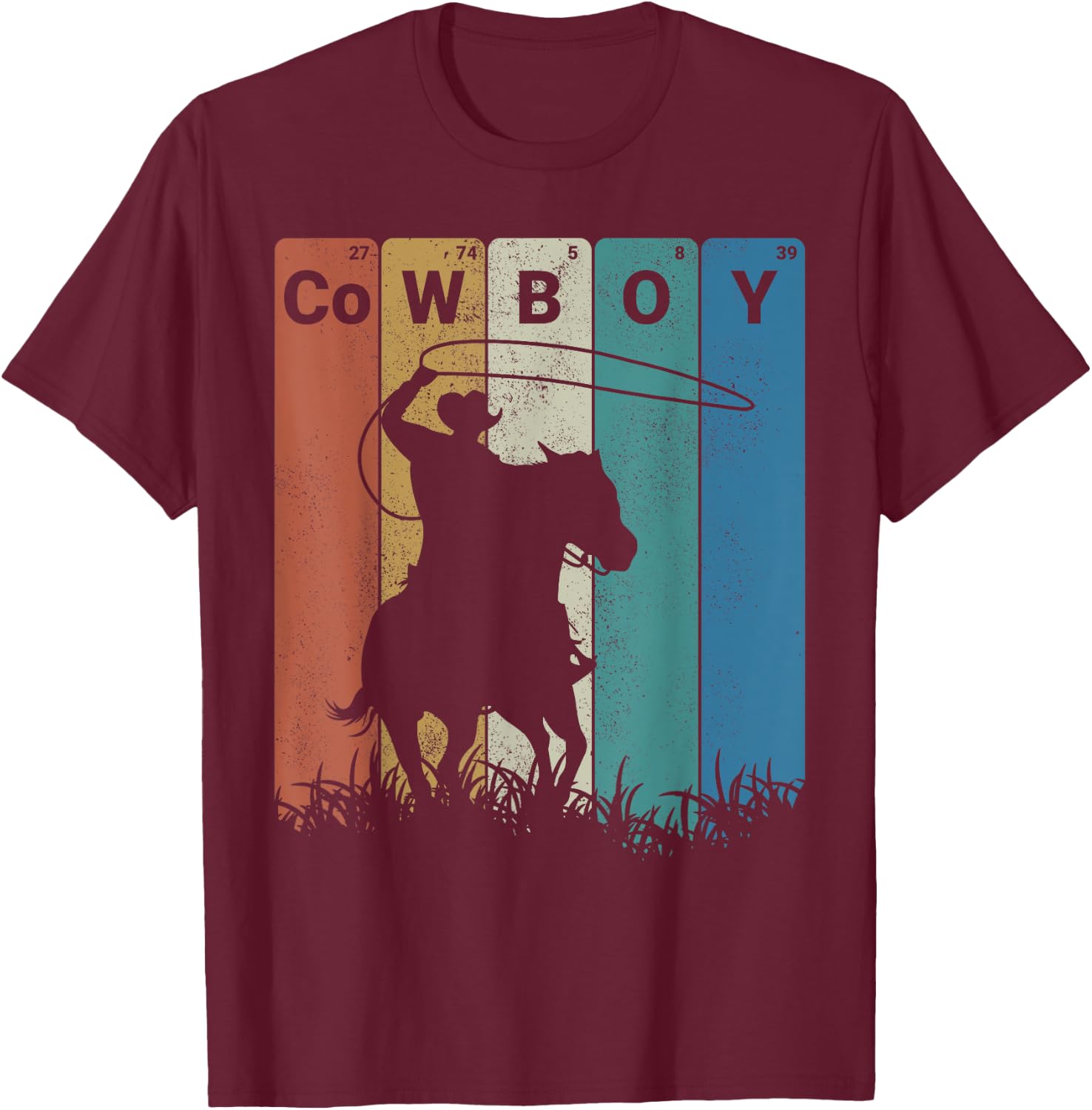 Cowboy Periodic Table Elements Western Rodeo T-Shirt - T-Shirt | Maroon