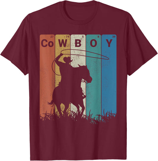 Cowboy Periodic Table Elements Western Rodeo T-Shirt - T-Shirt | Maroon