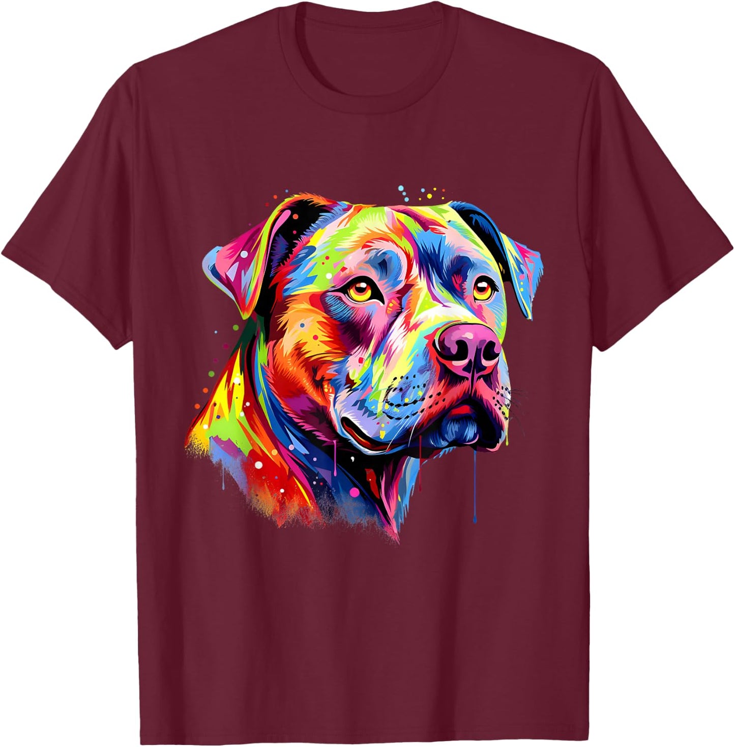 Pit Bull Mom Dog Lover Colorful Artistic Pitbull Owner Women T-Shirt - T-Shirt | Maroon