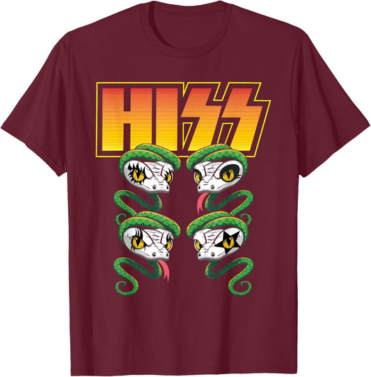 Hiss - Rock And Roll Music Snake Reptile Lover Herpetologist T-Shirt - T-Shirt | Maroon