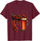 Funny Lobster Drinking Beer Beach Vacation Summer Women Men T-Shirt - T-Shirt | Maroon