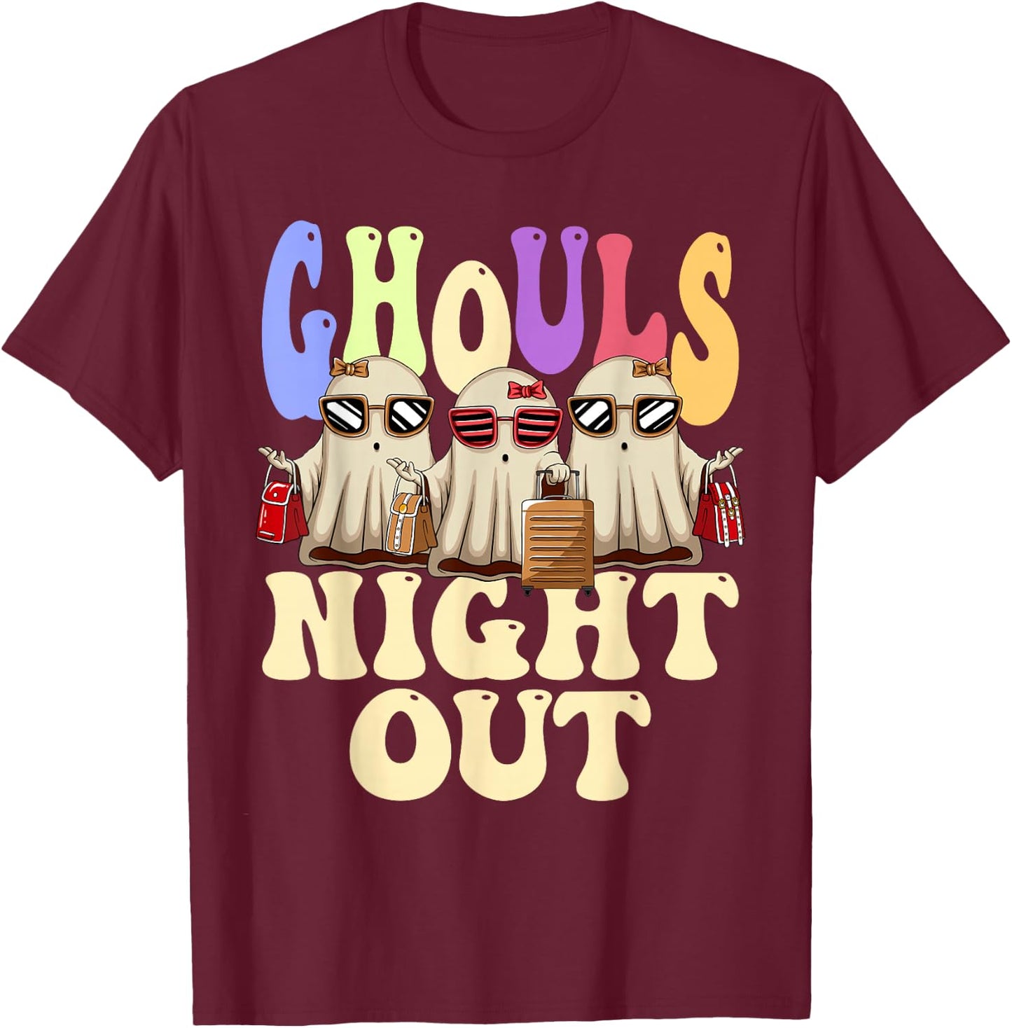 Ghouls Night Out Halloween Party Ghost T-Shirt - T-Shirt | Maroon