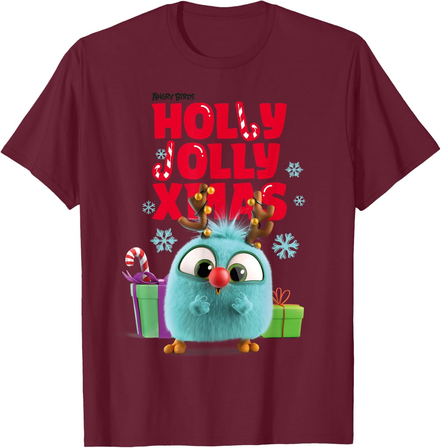 Angry Birds Christmas Holly Jolly Official Merchandise T-Shirt - T-Shirt | Maroon