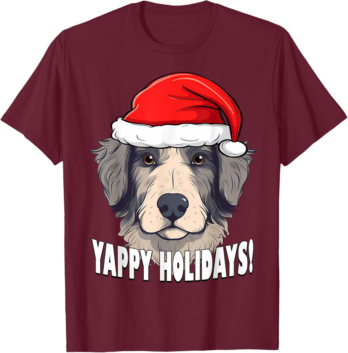 Christmas Aussiedoodle Yappy Holidays Funny Puppy Dog T-Shirt - T-Shirt | Maroon