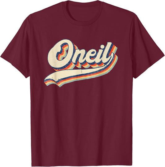 ONEIL Surname Retro Vintage 80s 90s Birthday Reunion T-Shirt - T-Shirt | Maroon