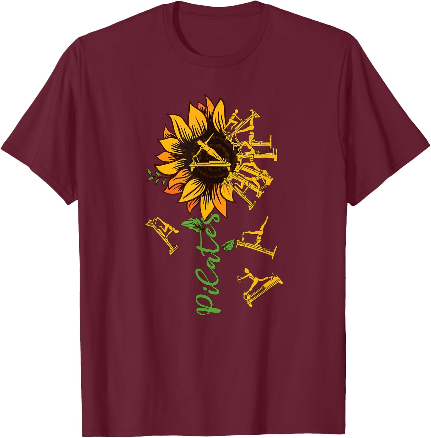 Pilates sunflower Reformer Pilates flower T-Shirt - T-Shirt | Maroon
