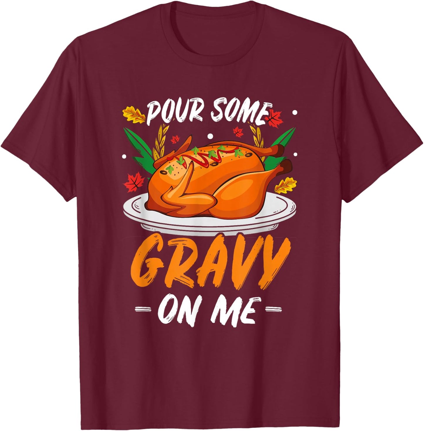 Anno Royal -Adults Thanksgiving Turkey Pattern , Black, Small T-Shirt - T-Shirt | Maroon