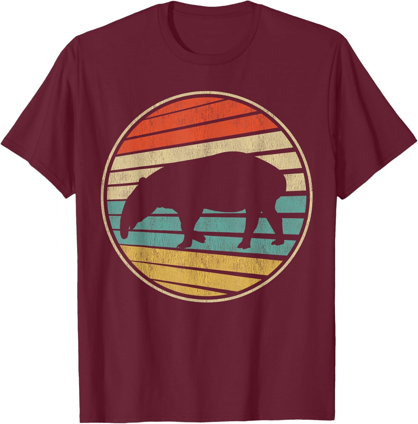 Cute Tapir Gift Retro Vintage 70s 80s Tapir Animal Lover Fun T-Shirt - T-Shirt | Maroon