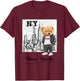 Bahaa's -Kids Graphic Black Small Classic Fit Short Sleeve Summer Graphic Teddy Bear NYC Design T-Shirt - T-Shirt | Maroon