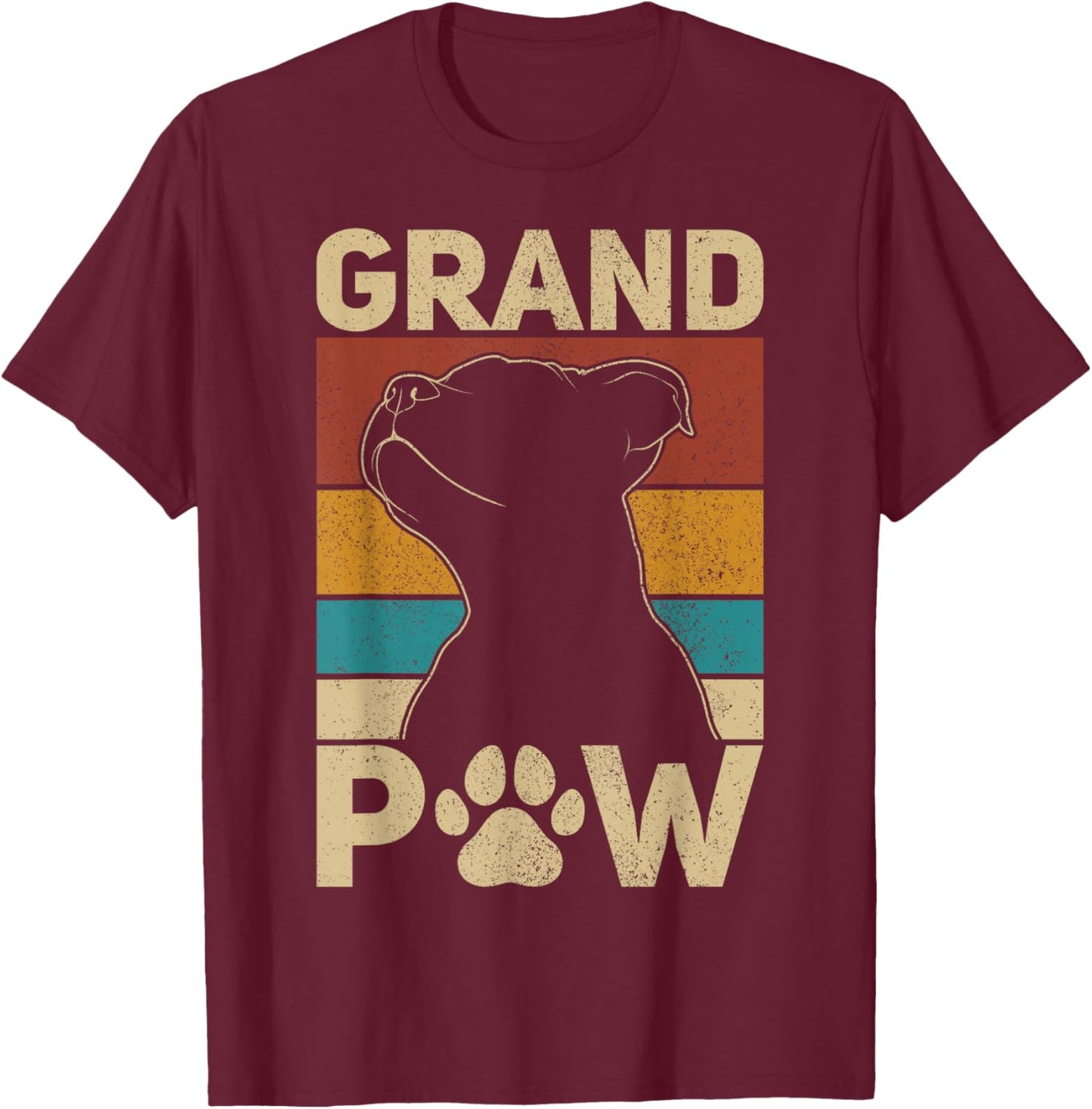 Grandpaw Dog Grandpa Funny Dog Lover Grandfather Men Pitbull T-Shirt - T-Shirt | Maroon