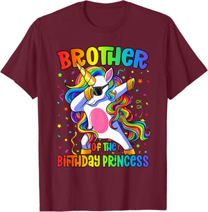 Brother of the Birthday Princess Shirt Boy Dab Unicorn T-Shirt - T-Shirt | Maroon