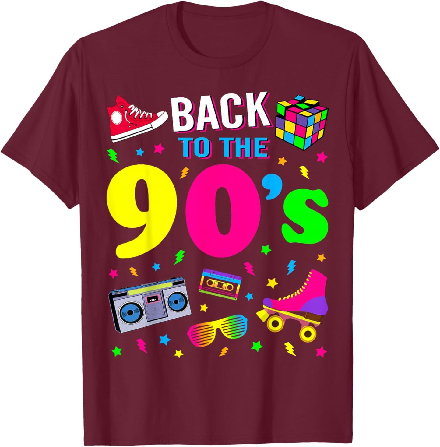Back to 90's 1990s Vintage Retro Nineties Costume Party Gift T-Shirt - T-Shirt | Maroon