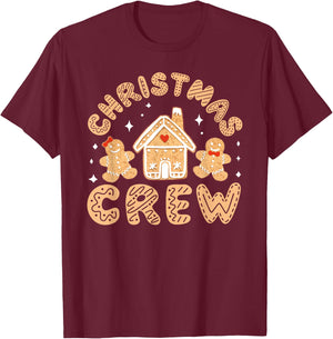 Christmas Crew Gingerbread Cookie Holiday Baking T-Shirt - T-Shirt | Maroon