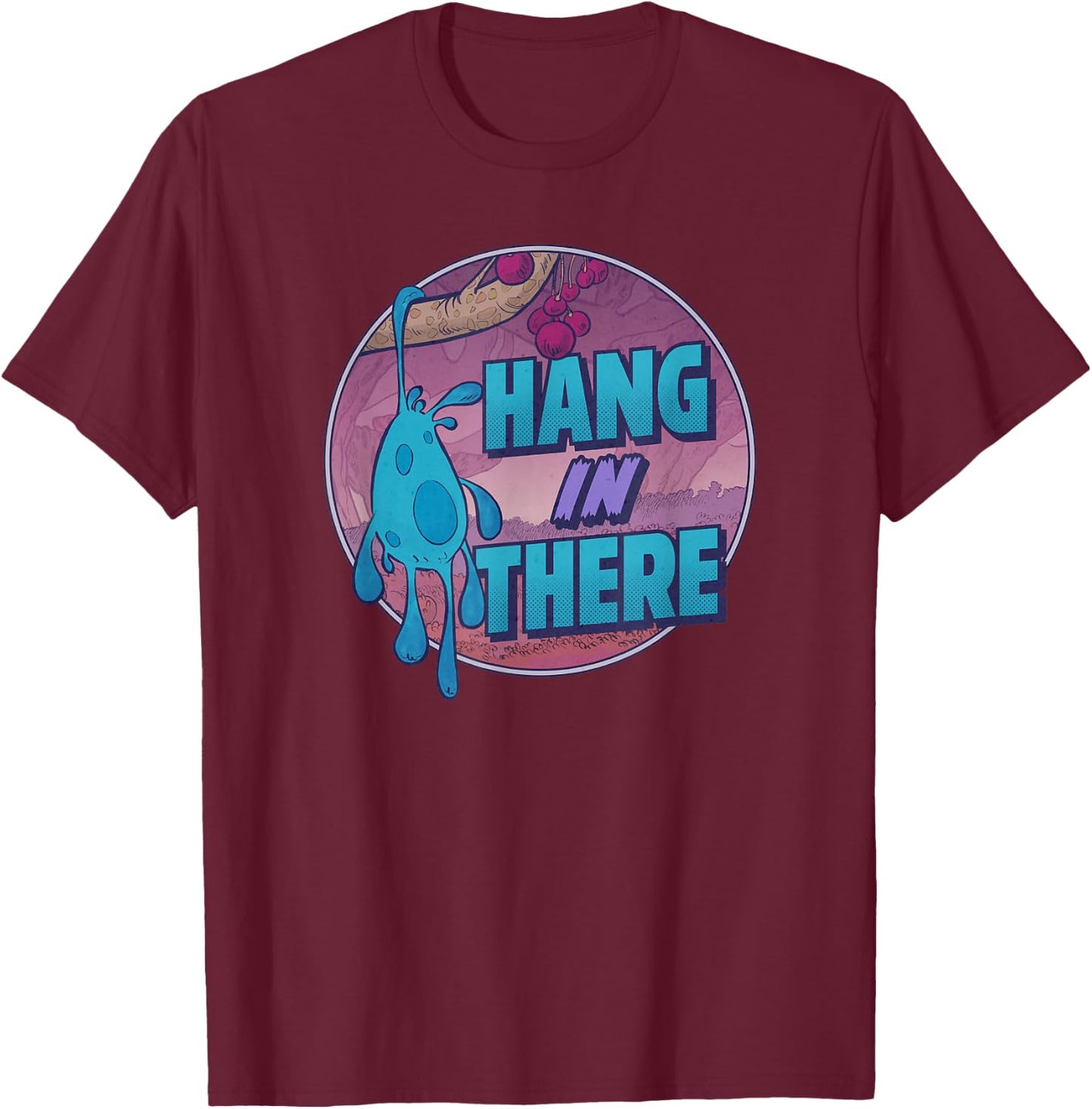 Disney Strange World Splat Hang In There Badge T-Shirt - T-Shirt | Maroon