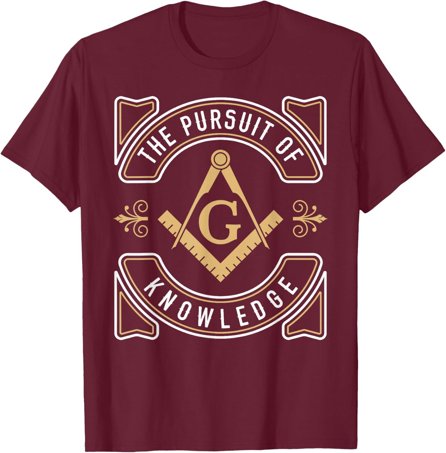 The Pursuit of Knowledge Mason Fraternal SMIB Freemason Small T-Shirt - T-Shirt | Maroon