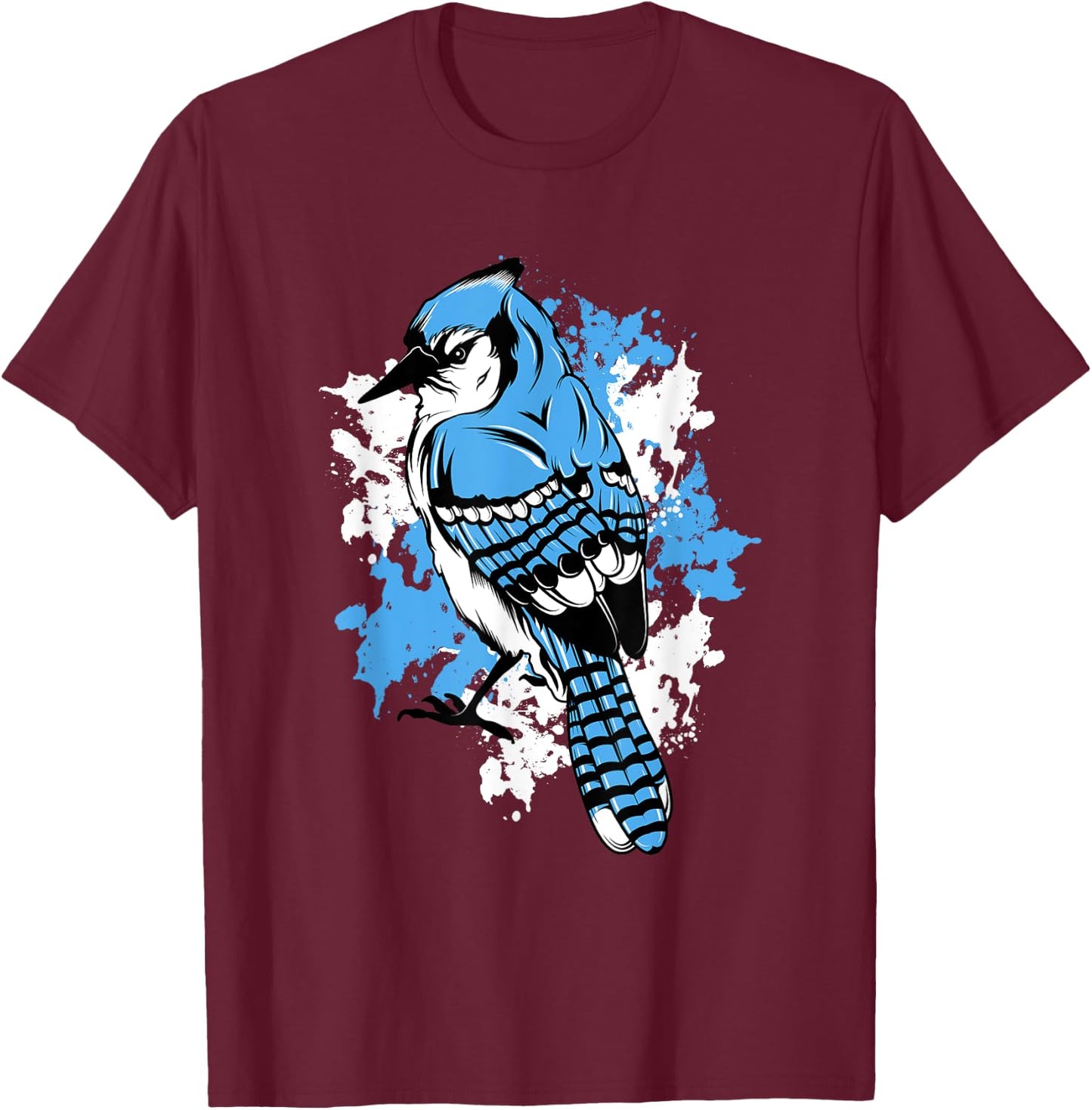 Threadrock Blue Jay Bird Lover T-Shirt - T-Shirt | Maroon