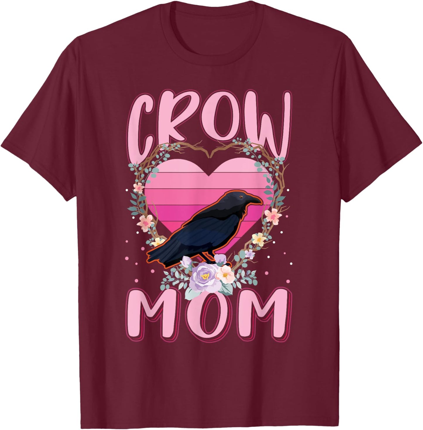 Raven Mom Crow T-Shirt - T-Shirt | Maroon