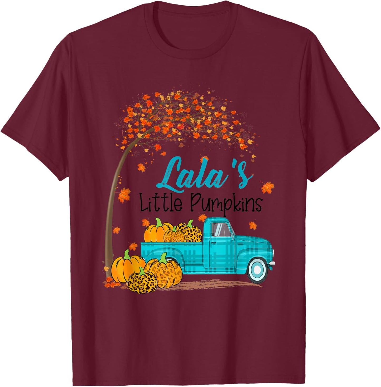 Autumn Tree lala's Little Pumpkins Blue Truck - Fall T-Shirt - T-Shirt | Maroon