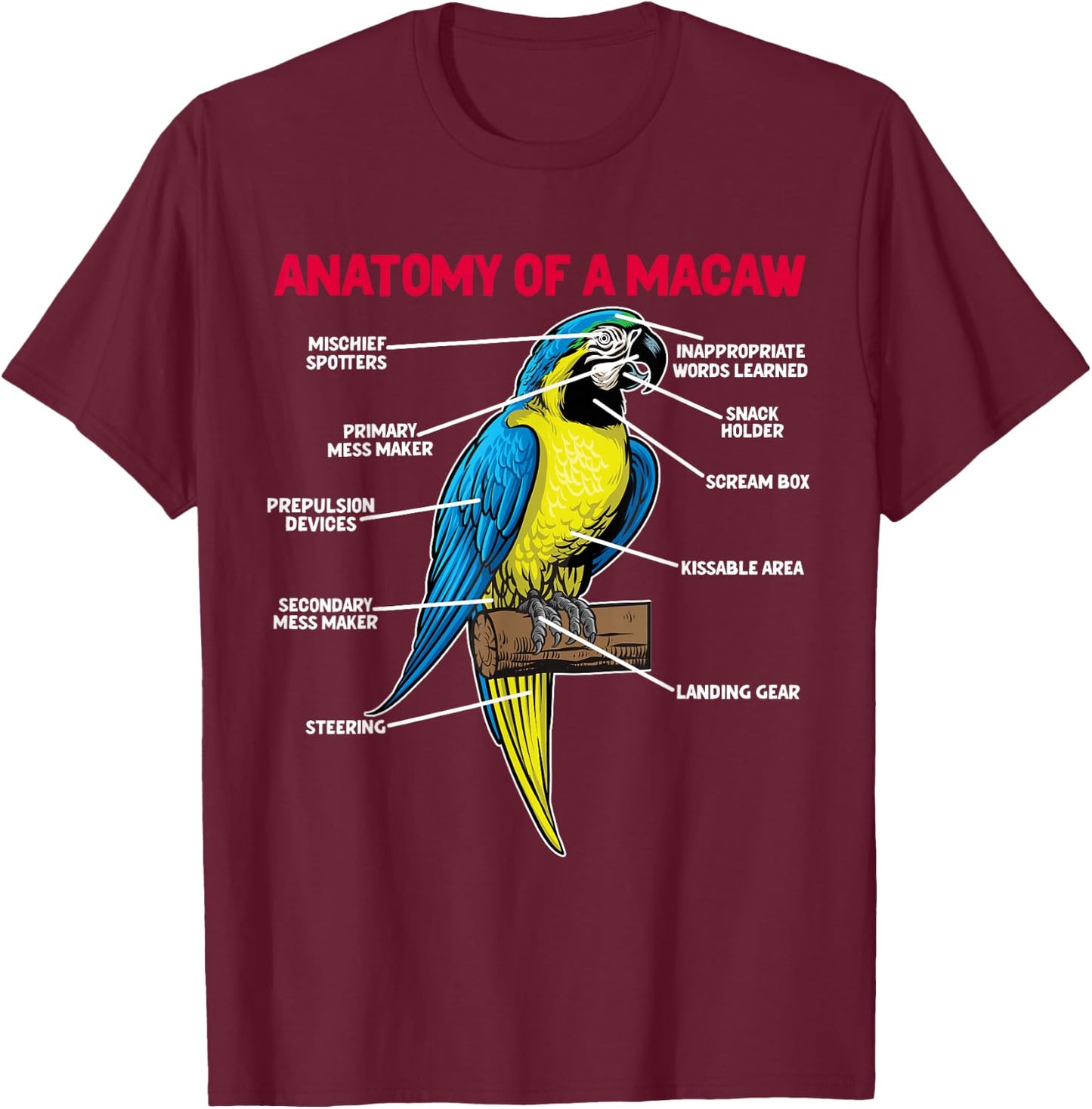 Anatomy Of A Macaw Owner Macaw Parrot Lover T-Shirt - T-Shirt | Maroon