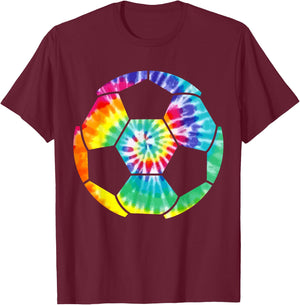Soccer Player Soccer Ball Tie Dye Men Boys Girls Vintage T-Shirt - T-Shirt | Maroon