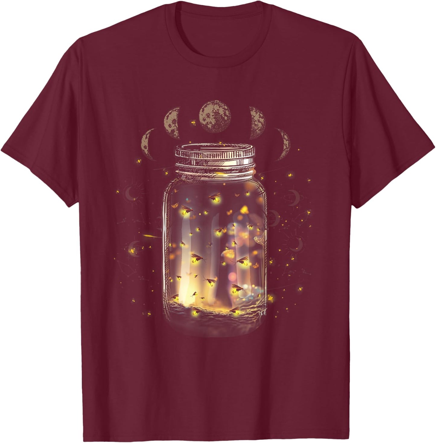 Fireflies Bugs In Jar Firefly Lightning Insects Of Biology T-Shirt - T-Shirt | Maroon