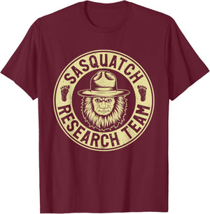 Sasquatch Research Team Bigfoot Vintage Mythical Creature T-Shirt - T-Shirt | Maroon