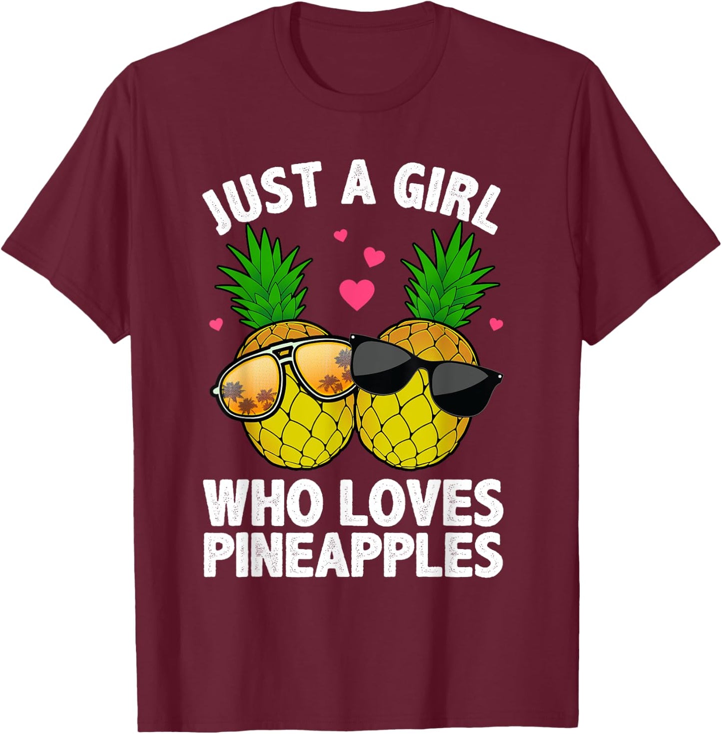 Cool Pineapple Art Girls Hawaiian Aloha Pineapples T-Shirt - T-Shirt | Maroon