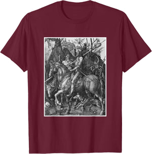Medieval Knight Death & The Devil Art History Albrecht Durer T-Shirt - T-Shirt | Maroon