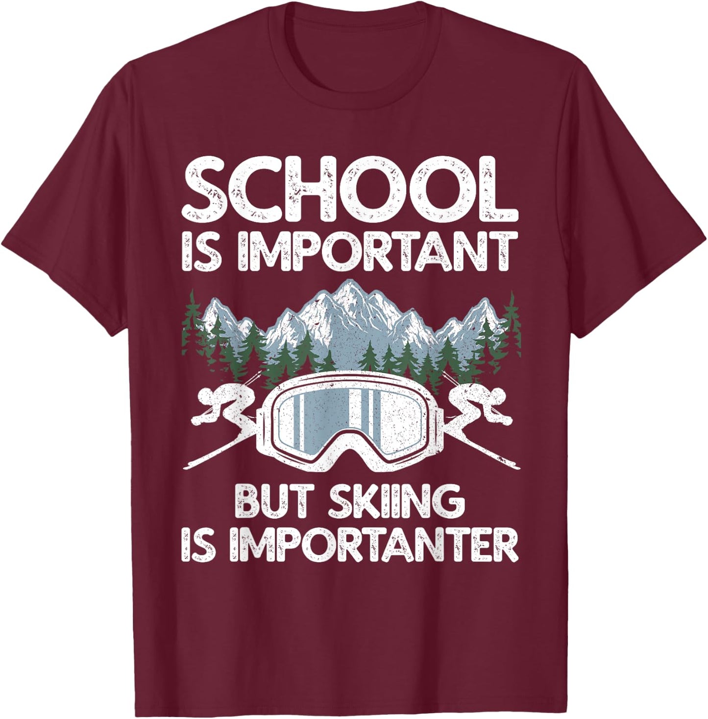 Funny Skiing Design Women Skier Ski Skiing Lovers T-Shirt - T-Shirt | Maroon