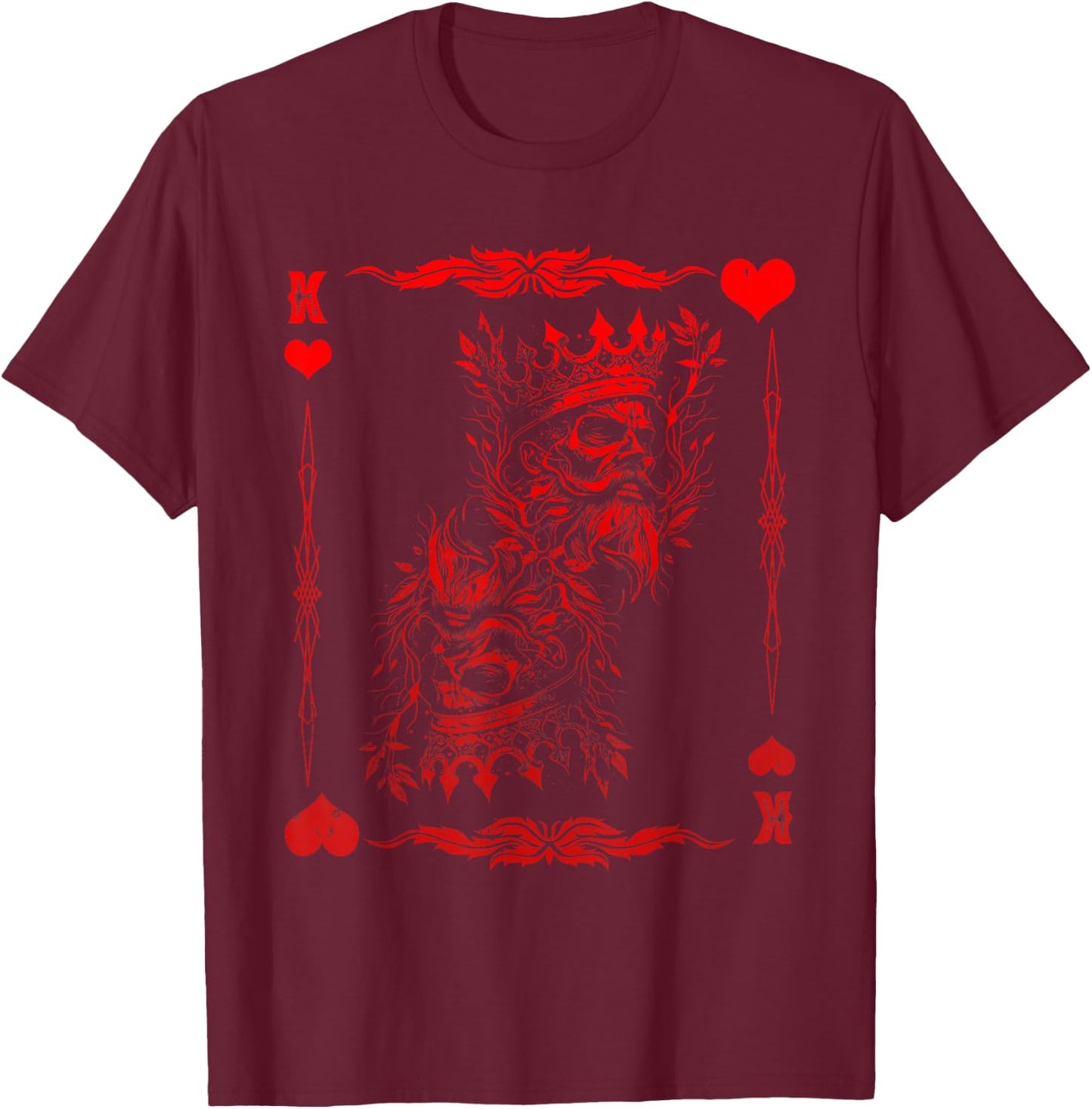 Gothic King of Hearts Creepy Card Game Poker Halloween T-Shirt - T-Shirt | Maroon