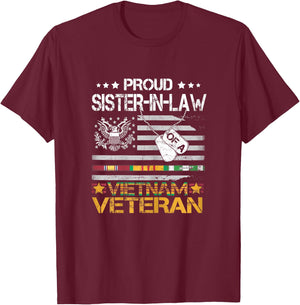 Proud Sister-In-Law Of Patriotic US Army Vietnam Veteran Women T-Shirt - T-Shirt | Maroon