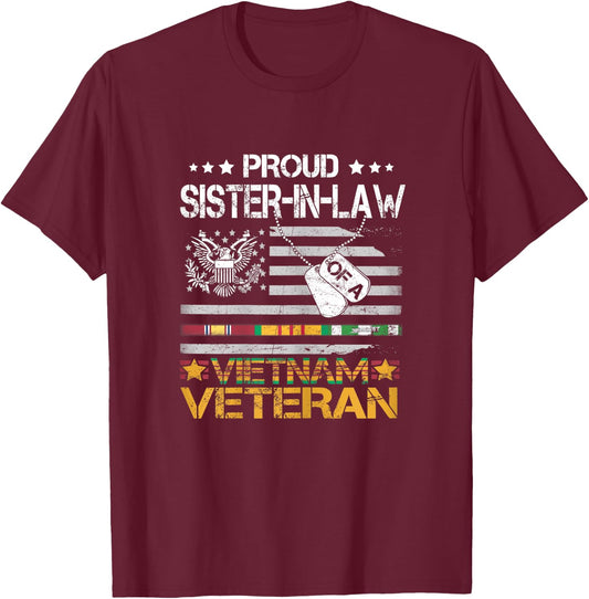 Proud Sister-In-Law Of Patriotic US Army Vietnam Veteran Women T-Shirt - T-Shirt | Maroon