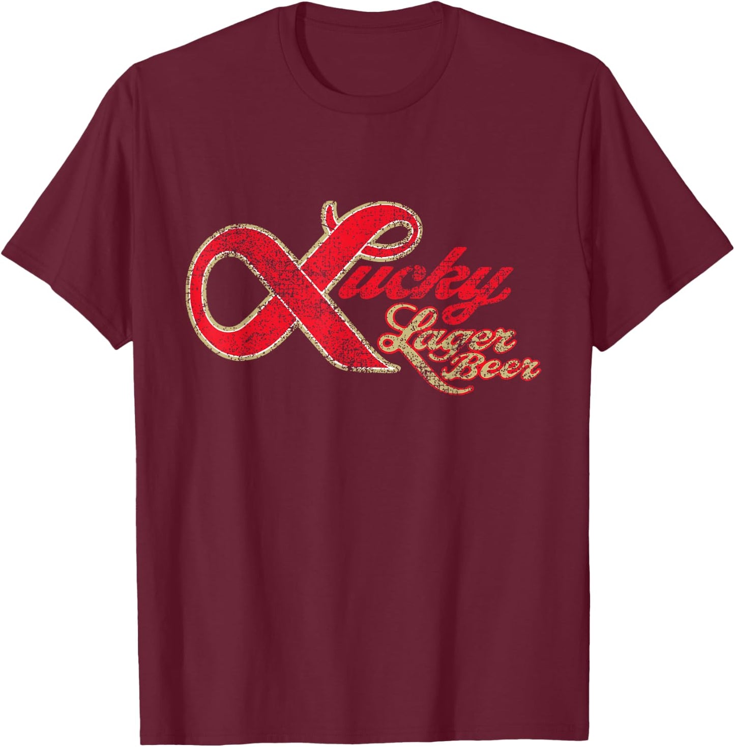 Lucky Lager Beer Vintage Style - Logo T-Shirt - T-Shirt | Maroon
