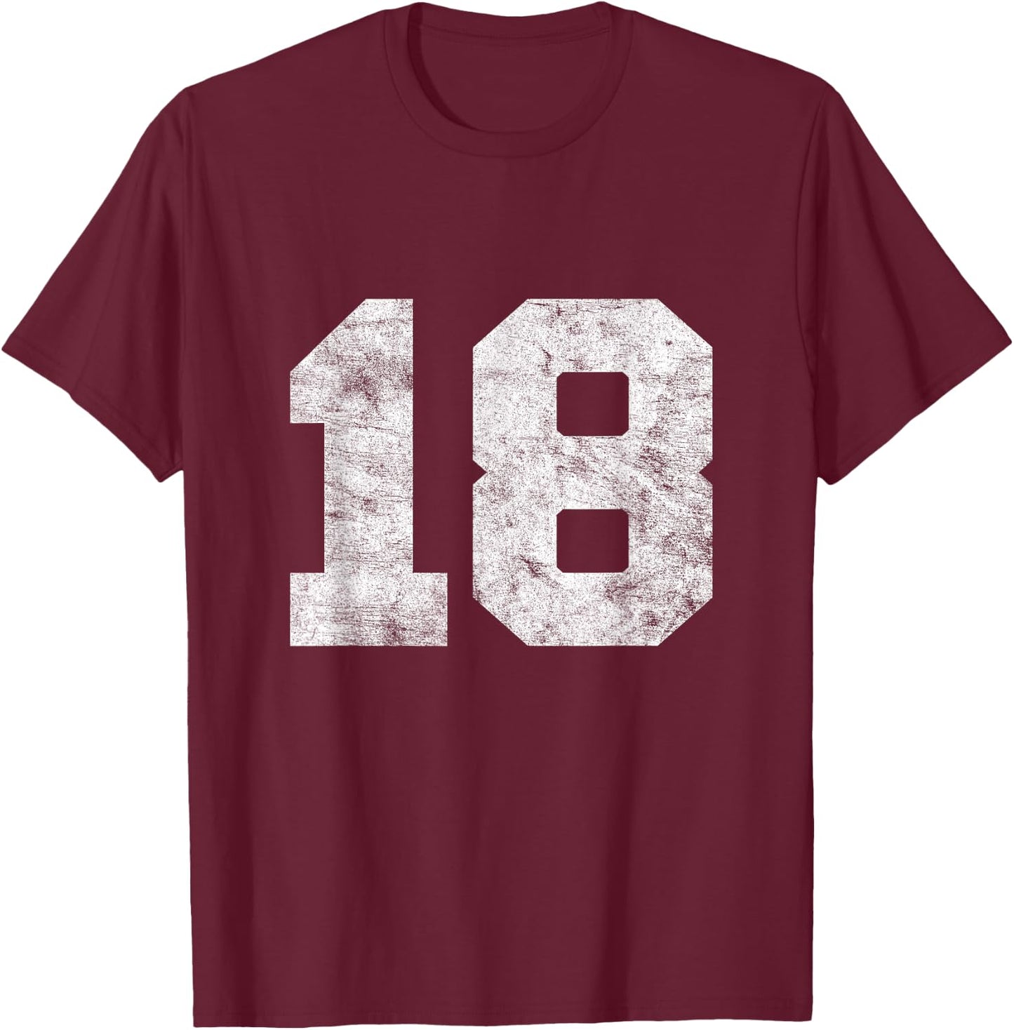 Vintage Lucky Number 18 Birthday Sports Player Team Athlete T-Shirt - T-Shirt | Maroon