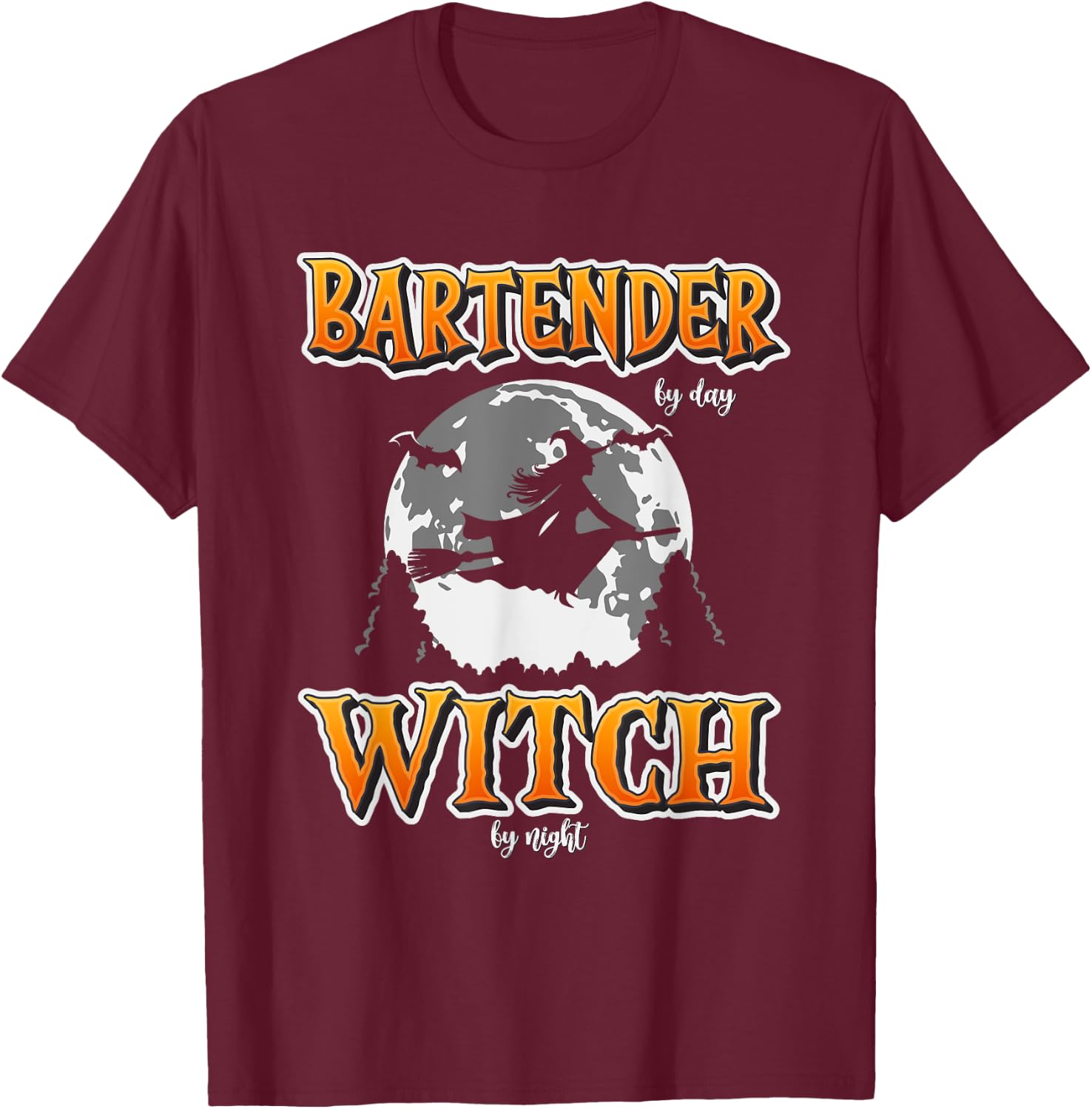 Halloween Bartender Witch | Funny Cute Bartending Women Girl T-Shirt - T-Shirt | Maroon
