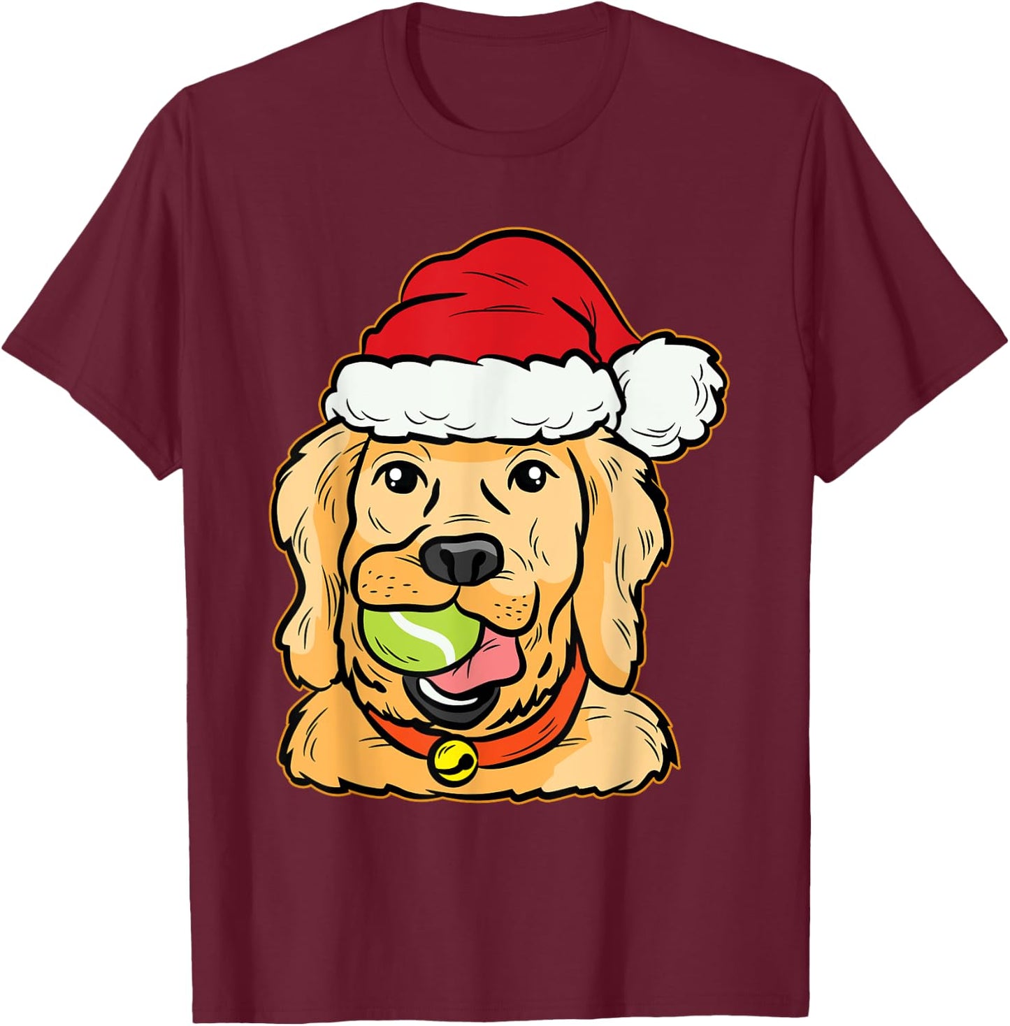 Golden Retriever Tennis Ball Christmas Pajama Dog Puppy Xmas Women Kids T-Shirt - T-Shirt | Maroon