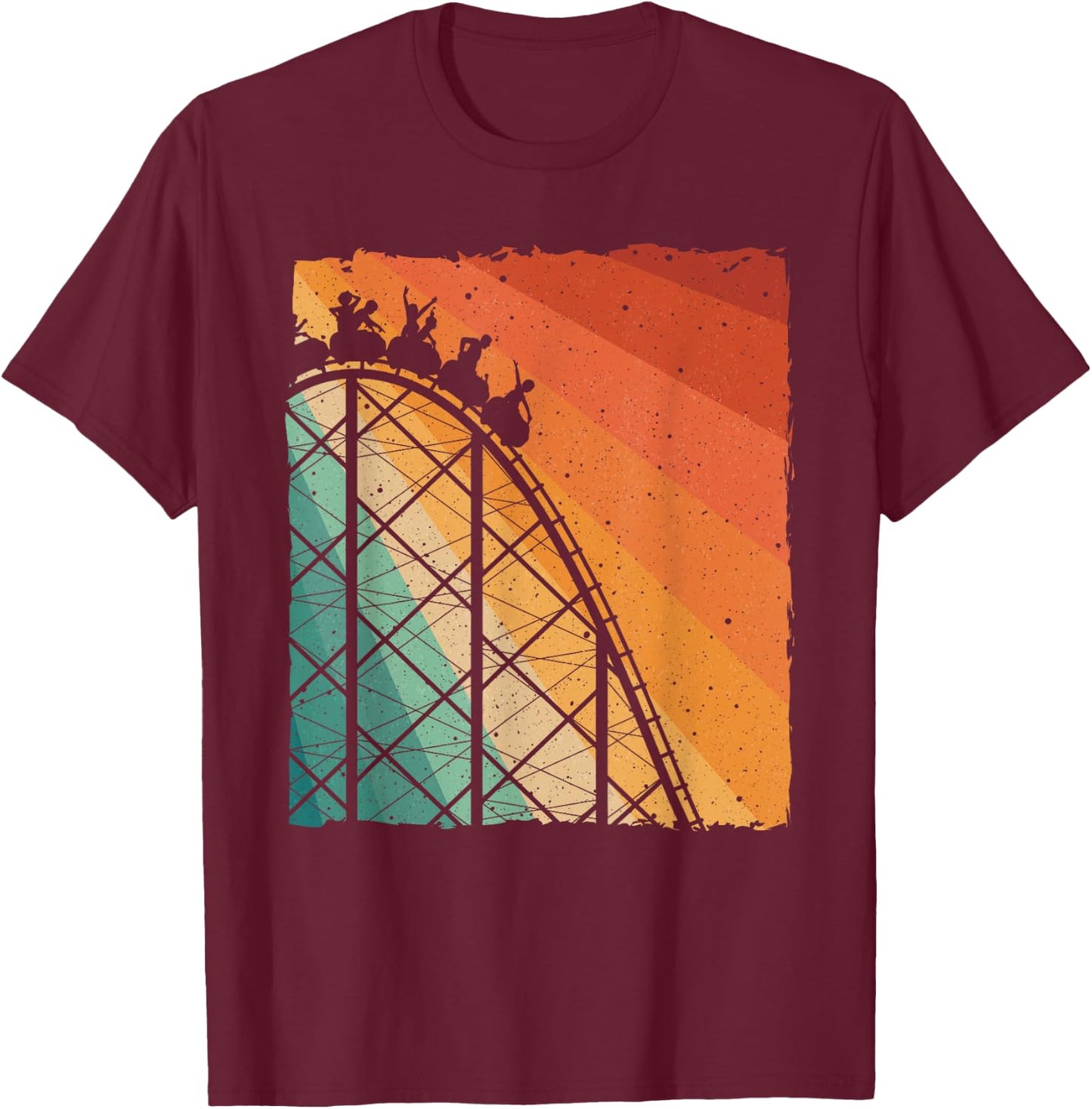 Cute Vintage Roller Coaster Design Men Women Amusement Park T-Shirt - T-Shirt | Maroon