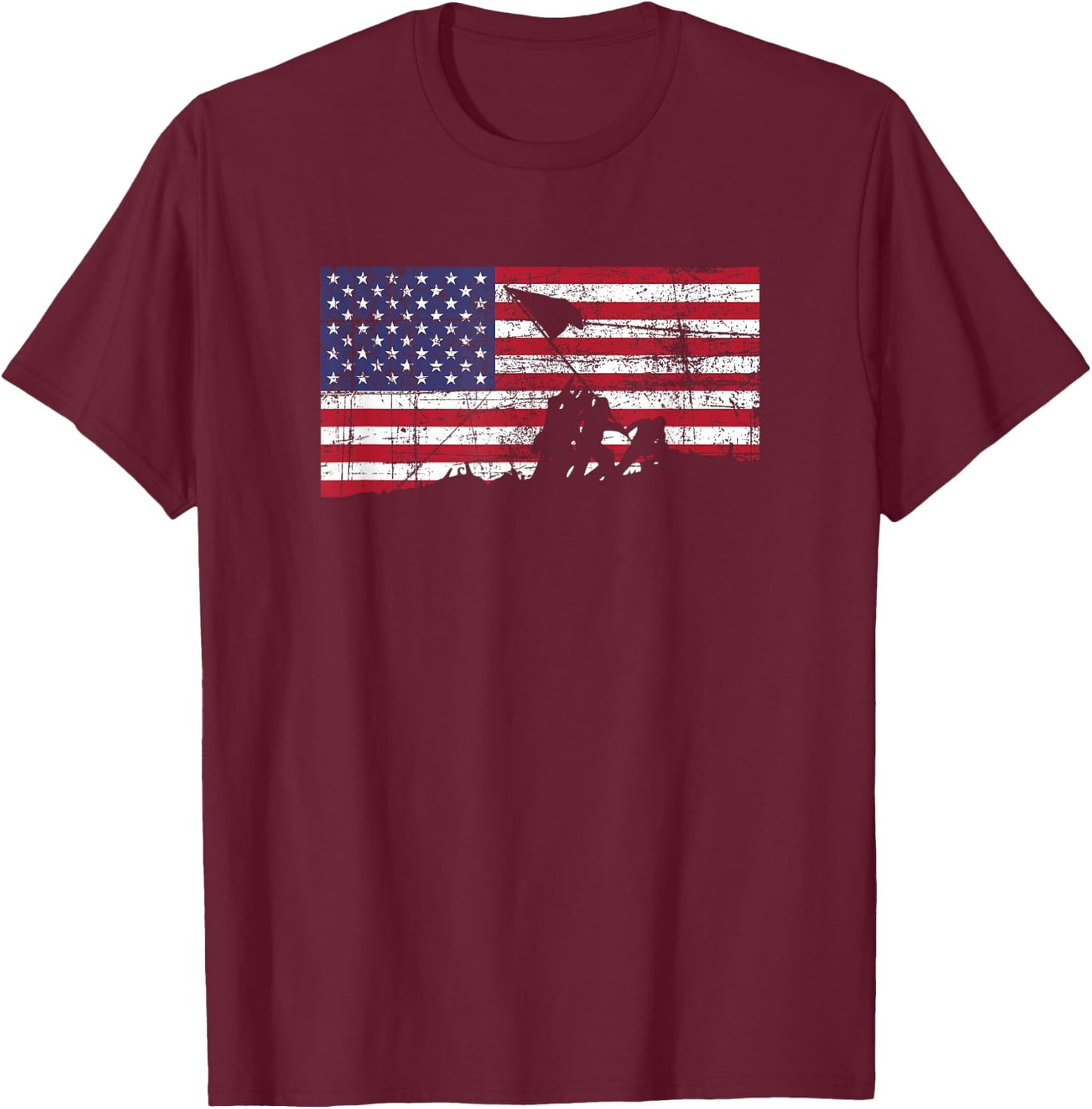 American Flag Patriot Battle of Iwo Jima T-Shirt - T-Shirt | Maroon