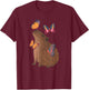 Funny Capybara With Butterfly Cute Rodent Animal Lover Gifts T-Shirt - T-Shirt | Maroon